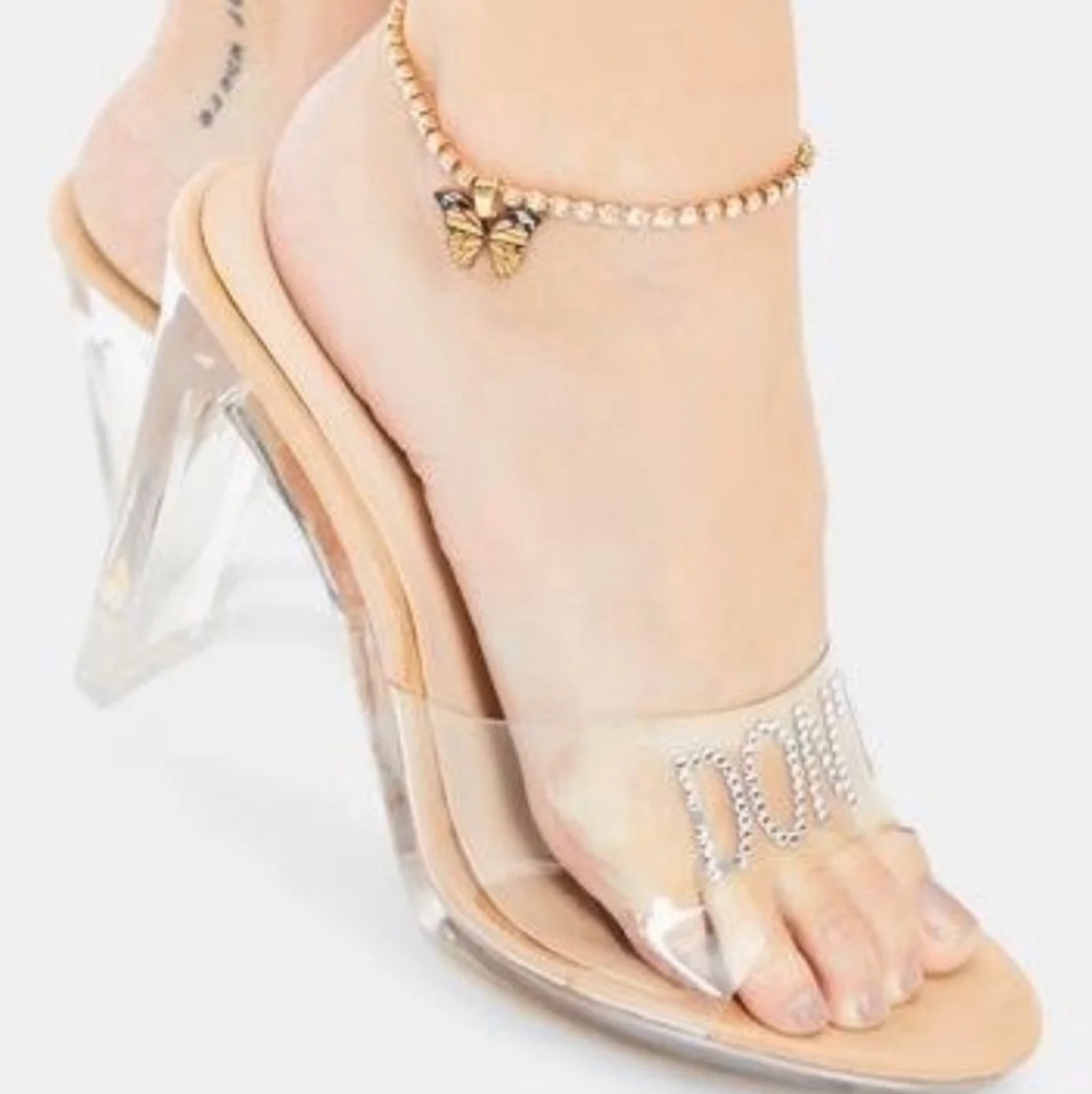 Gold I Fly Too Rhinestone Butterfly Anklet